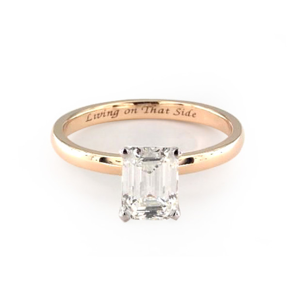 Emerald Cut Solitaire with Yellow Gold Band