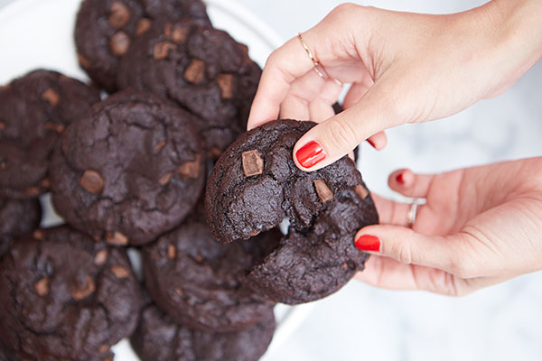 Extra chocolatey Mexican hot chocolate cookies.