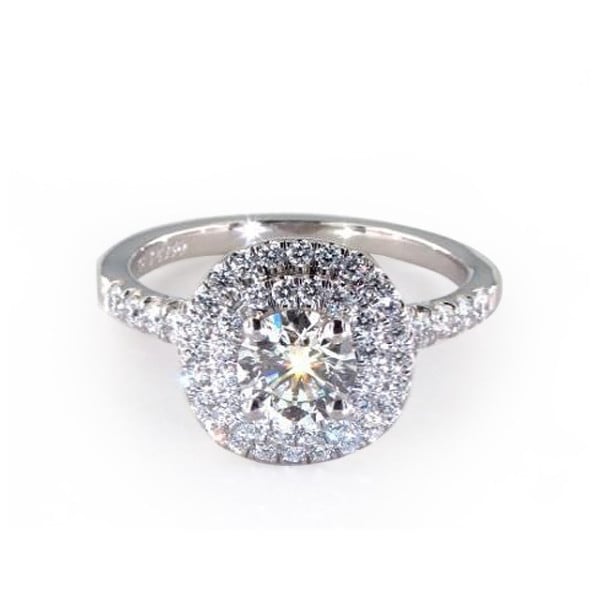 White Gold Double Halo Pave Engagement Ring