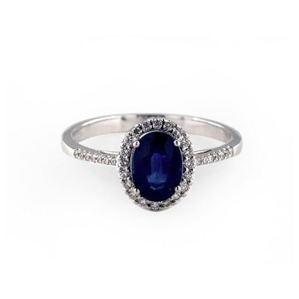 White Gold Pave Setting with Blue Sapphire