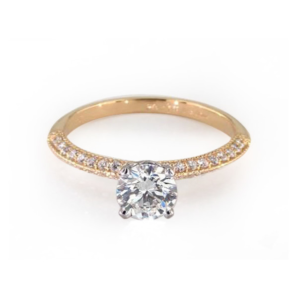 Yellow Gold Pave Band with Solitaire Diamond