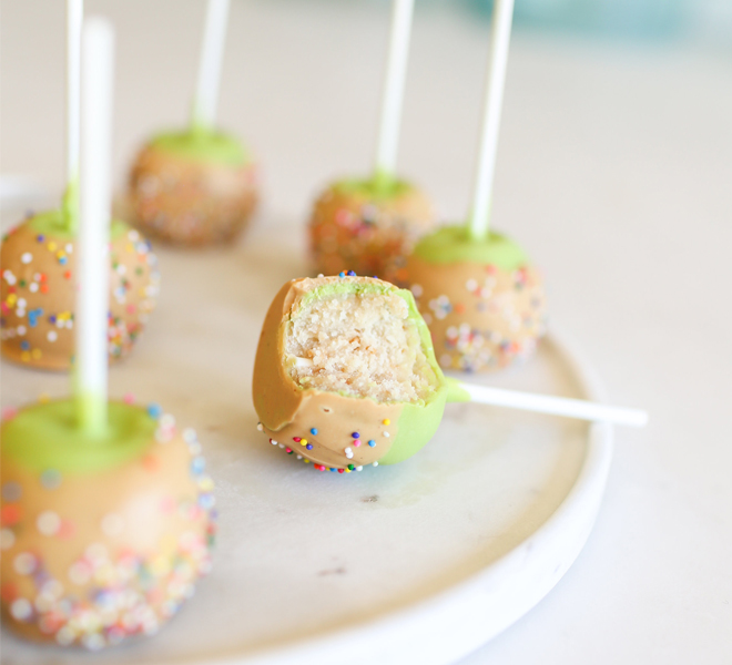 Poison Apple Cake Pops - Cookie Dough and Oven Mitt