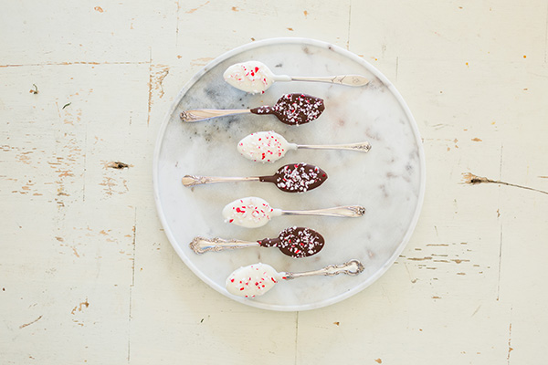 Chocolate and peppermint coffee stirring spoons.