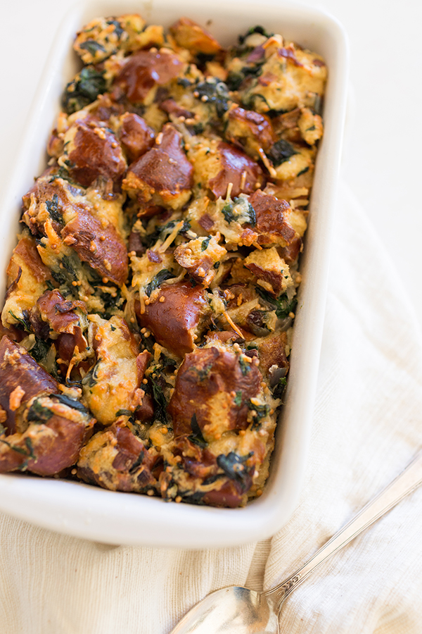 Spinach Gruyere Pretzel Stuffing