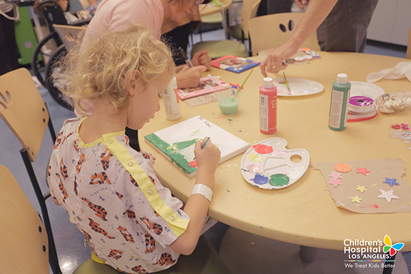 Painting picture frames at Children's Hospital Los Angeles with Lauren Conrad.