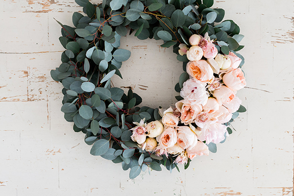 Peony and eucalyptus wreath by LaurenConrad.com