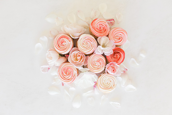 Strawberries & Cream Rose Cupcakes by LaurenConrad.com.