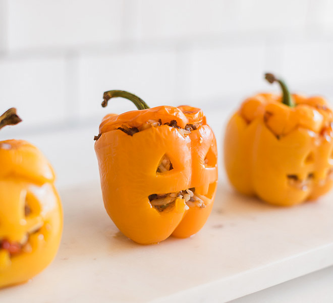 Hocus Pocus: Stuffed Bell Pepper Jack-o-Lanterns