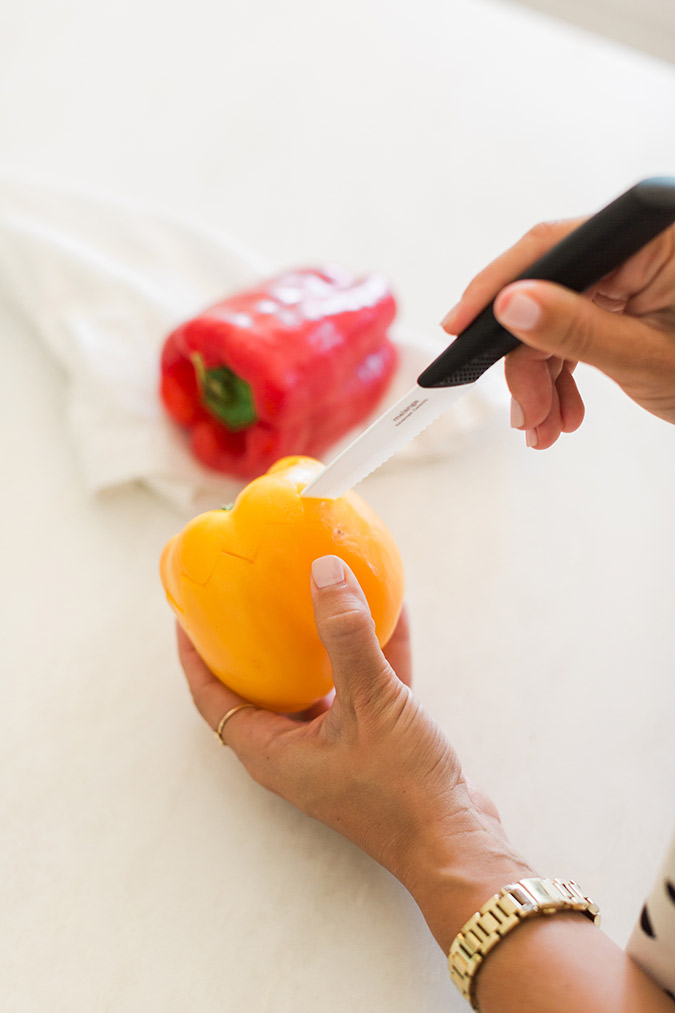 How to make stuffed bell peppers, Halloween style