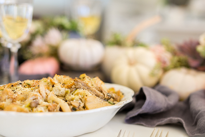 Ciabatta Mushroom Leek Stuffing with Gruyere