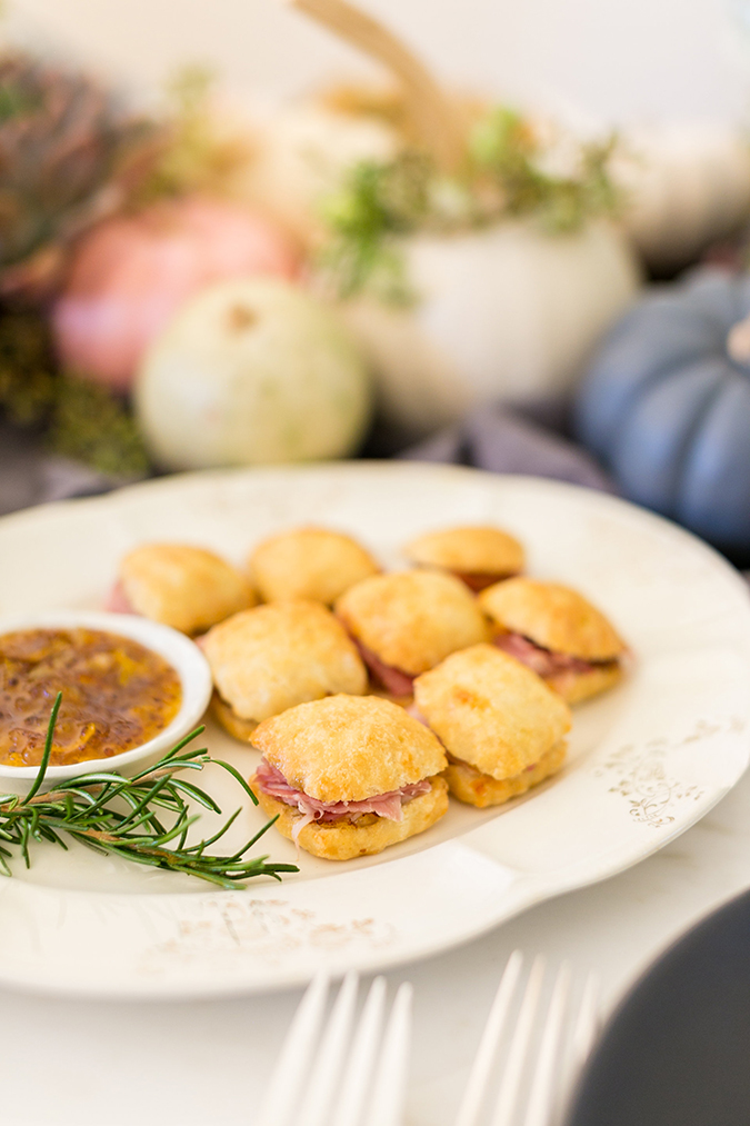 Angel Biscuits with Broadbent's Country Ham and Kumquat Pommery Marmelade