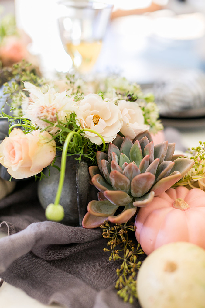 succulents on the Thanksgiving table