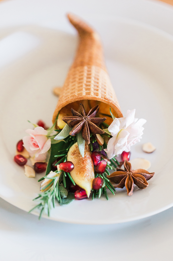 Thanksgiving ice cream cone cornucopia place settings