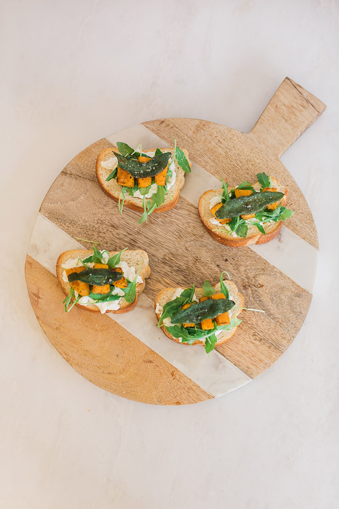 Homemade butternut squash crostini for fall