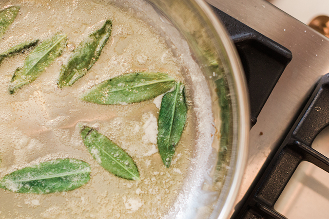 Sage brown butter sauce for homemade ravioli