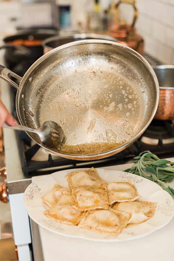 How to make sage brown butter sauce for your homemade ravioli