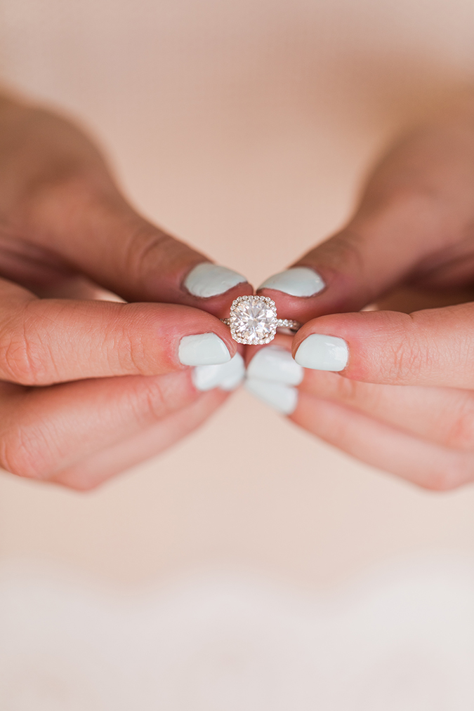 Icy blue mani + cushion cut engagement ring by James Allen