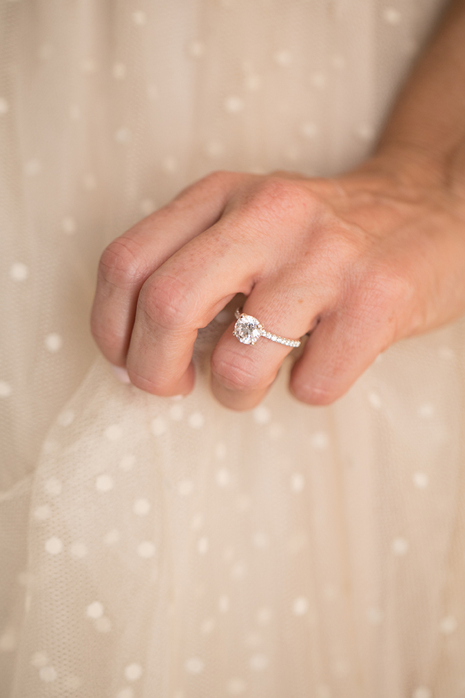 Pave setting engagement ring + the perfect pale pink mani