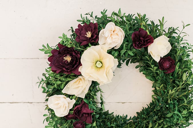 learn how to make this pretty paper flower wreath by Lauren Conrad