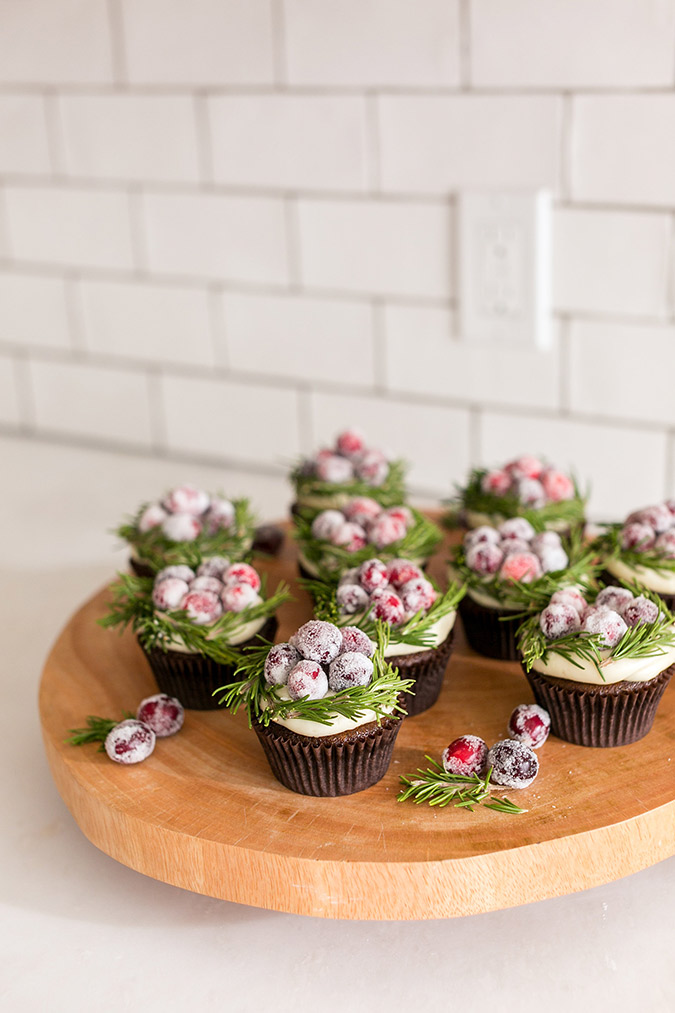 Lauren Lowstan's cranberry wreath cupcakes for Christmas