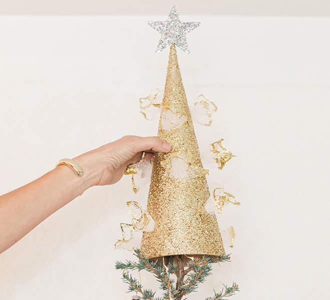 Holiday Special: DIY Pink and Gold Glitter Christmas Tree Topper - Lauren  Conrad