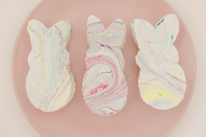 Homemade Peeps marbled marshmallows