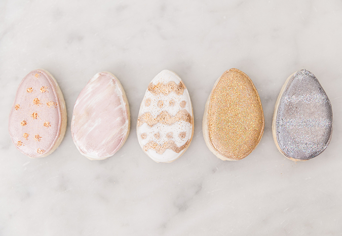 Pretty metallic egg cookies for Easter