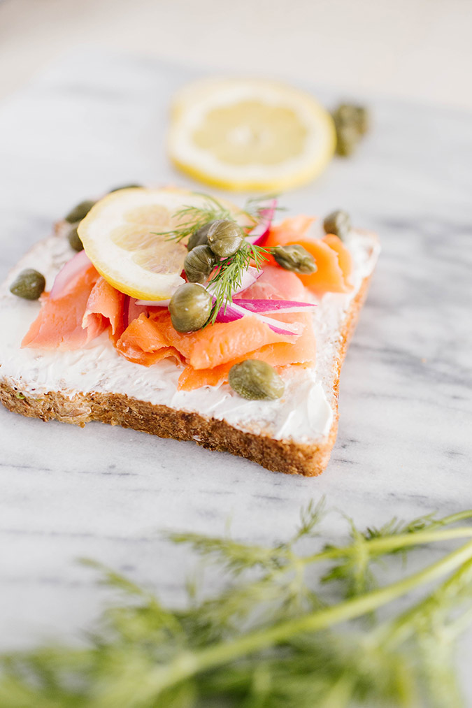 "bagels and lox" inspired breakfast toast