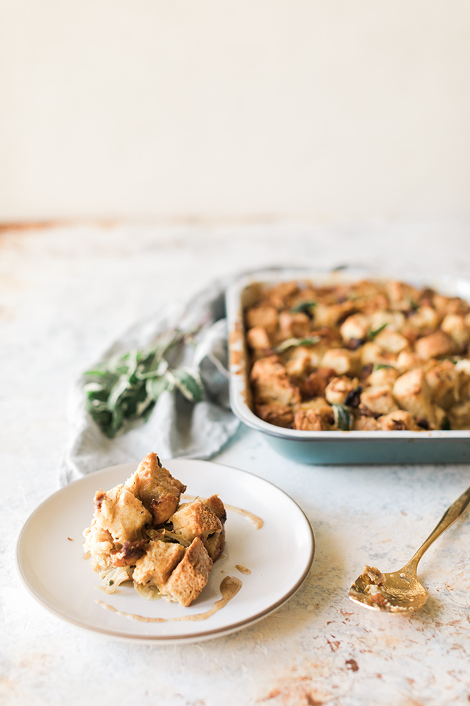 butternut squash bread pudding, savory recipe via LaurenConrad.com