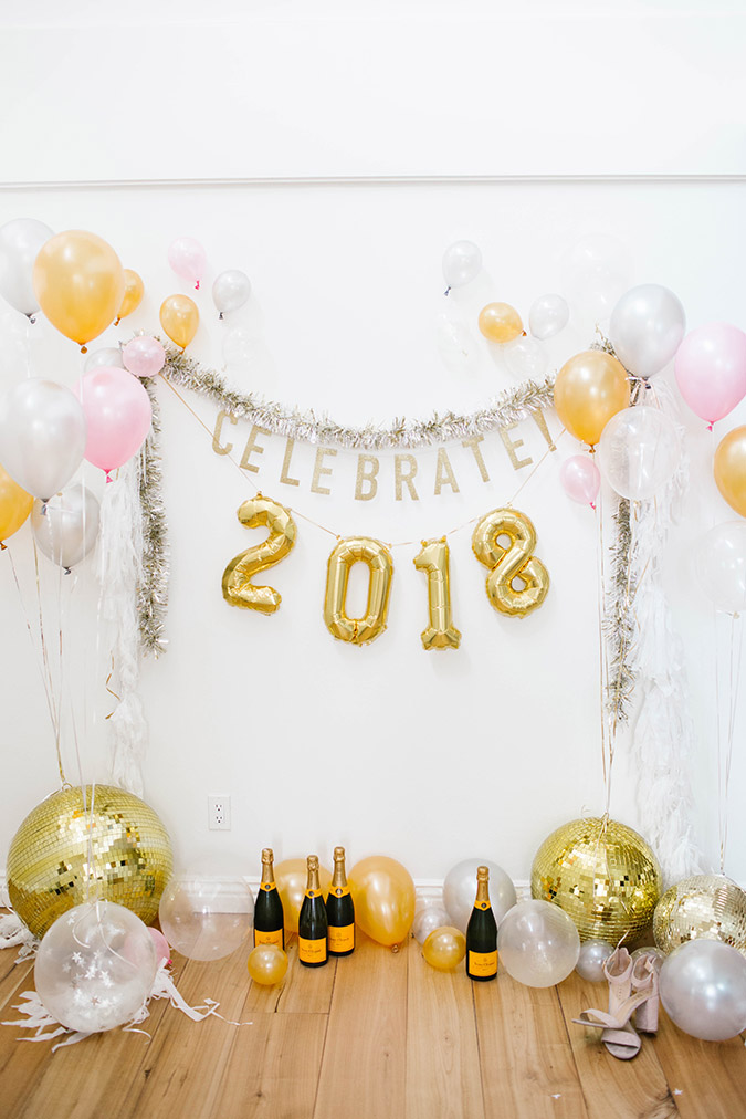 DIY Gold Champagne Celebration New Year's Eve 2024 Balloon Backdrop Kit