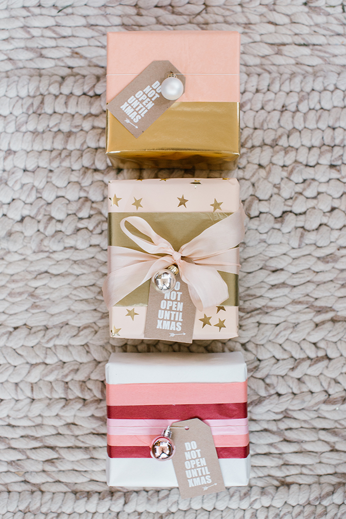 DIY tissue paper gift wrap on LaurenConrad.com