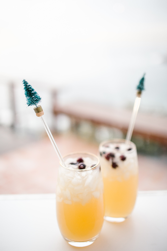 DIY Bottle Brush Tree Drink Stirrers for Holiday Drinks and Cocktails