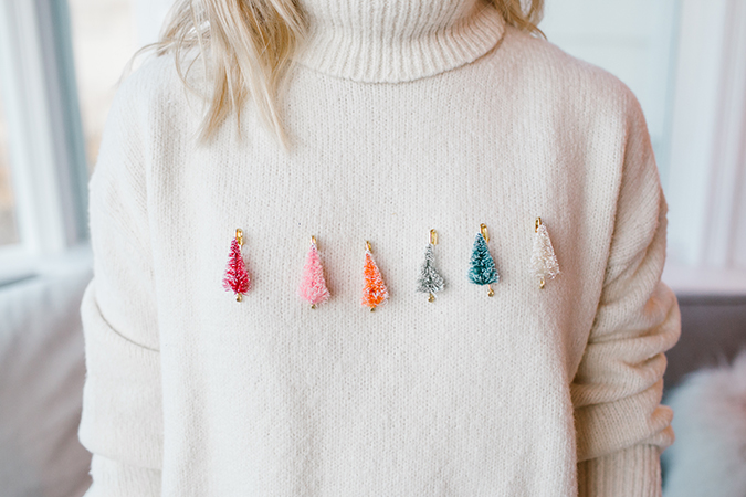 DIY bottle brush tree sweater for the holidays