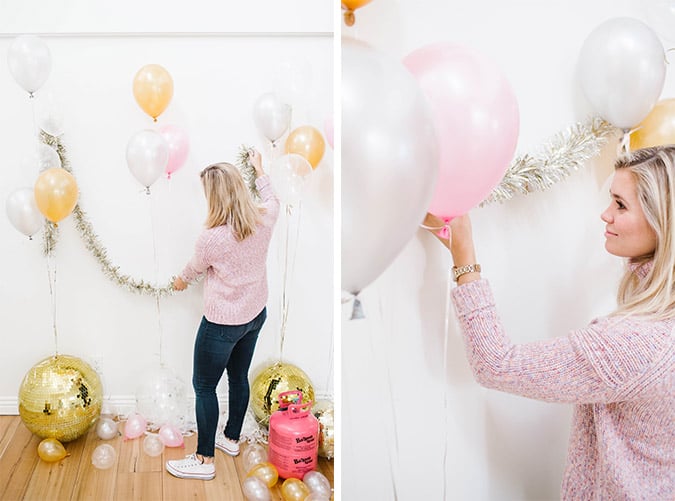 making our NYE backdrop with Ballon Time