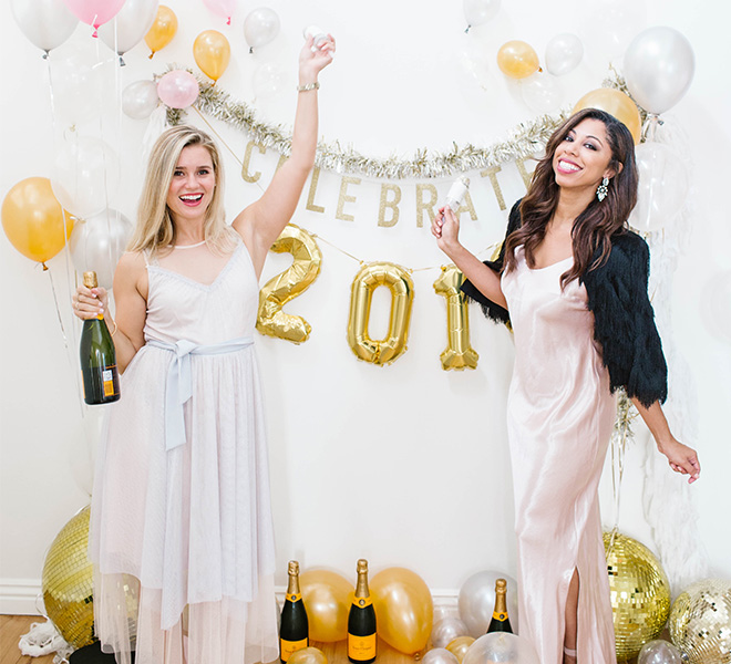 DIY Gold Champagne Celebration New Year's Eve 2024 Balloon Backdrop Kit