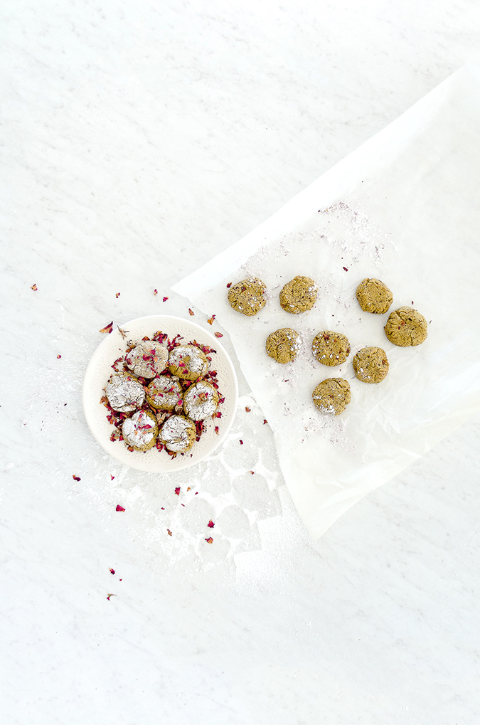 moroccan pistachio rose cookies via The Kitchy Kitchen