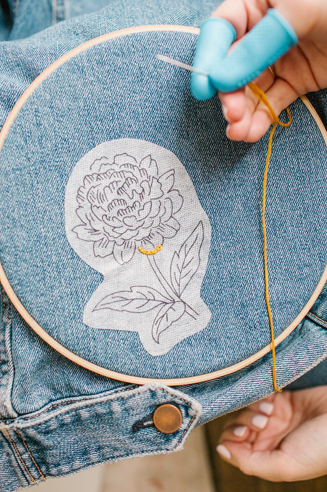 hand embroidered denim DIY