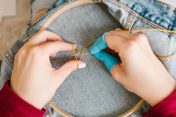 how to hand embroider denim