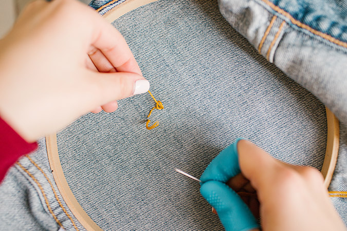 First time embroidering on denim : r/Embroidery