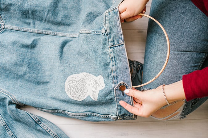 Monogram Floral Denim Jacket Hand Embroidered Jean Jacket 