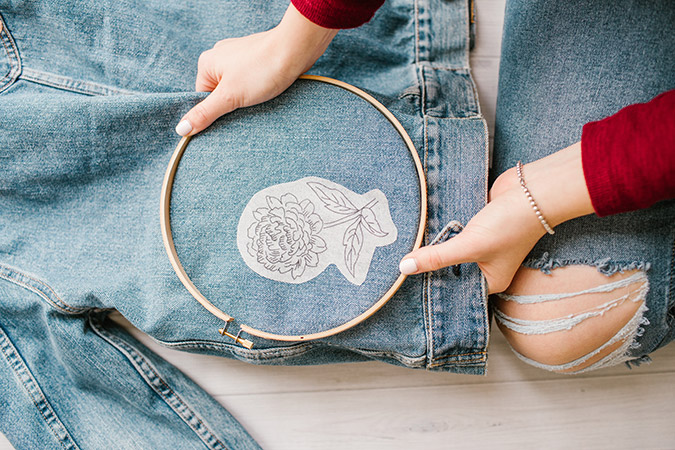 HOW TO EMBROIDER A JEAN JACKET  DIY MONOGRAM JEAN JACKET 