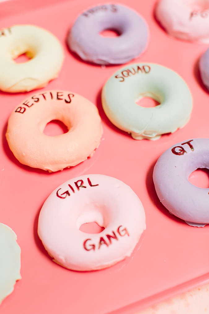 conversation heart inspired donuts