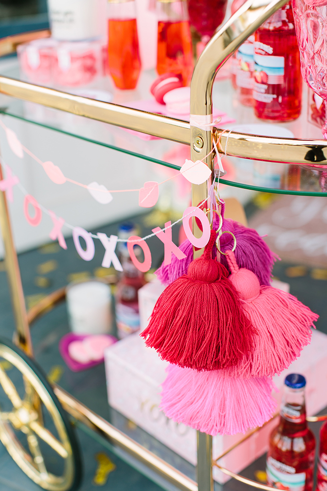 galentine's day bar cart