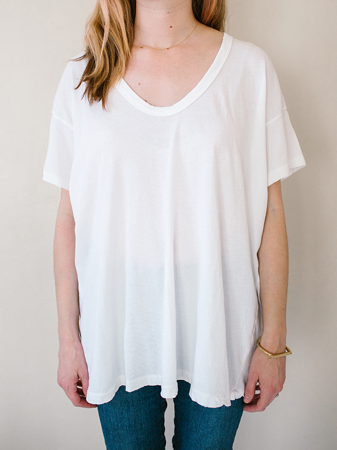 white U-neck tee from The Great