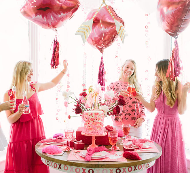 Party Planning: A Red & Pink Lip-Themed Galentine’s Get Together