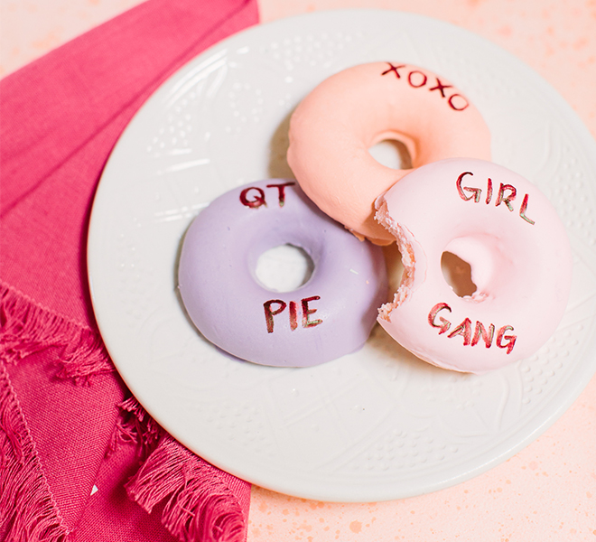 Cupid’s Corner: Baked Conversation Heart Donuts