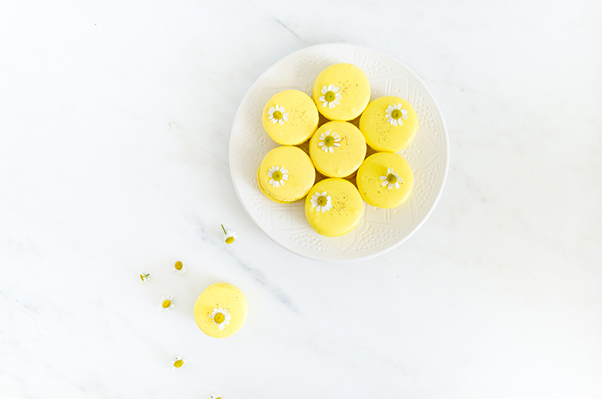 chamomile easter macarons