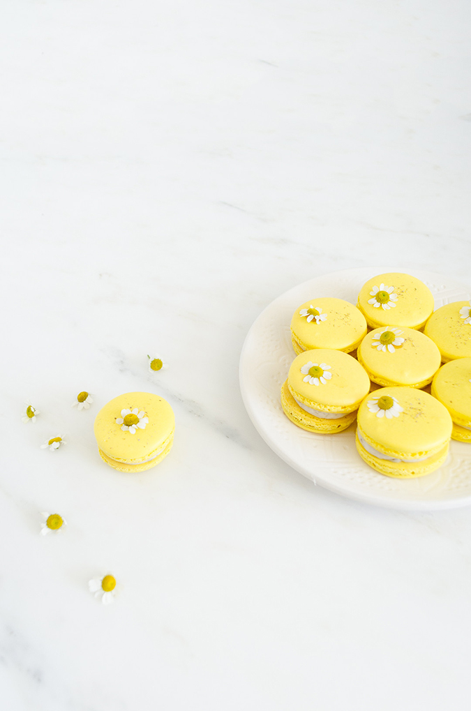 chamomile macarons for easter via laurenconrad.com