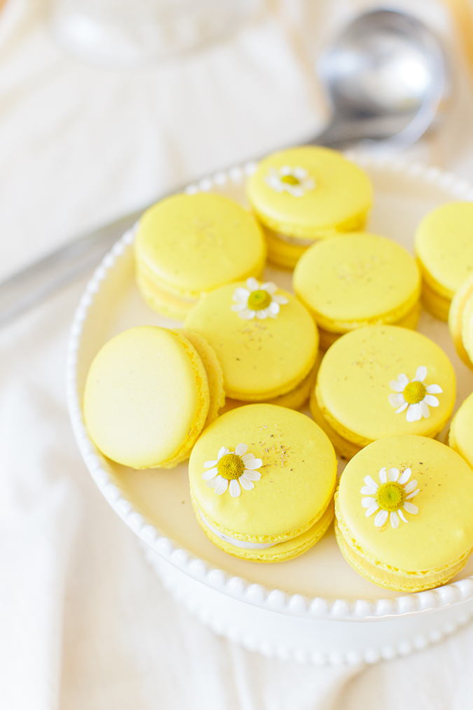 chamomile easter macarons recipe via laurenconrad.com