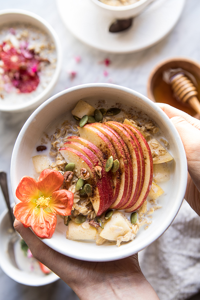 warm cranberry apple overnight oats via laurenconrad.com